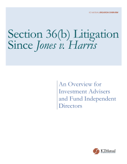 Section 36(b) Litigation Since Jones v. Harris