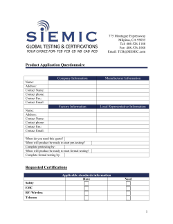 Product Application Questionnaire