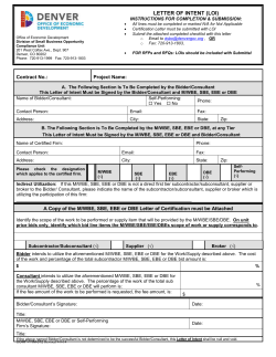 Letter of Intent Form - City and County of Denver