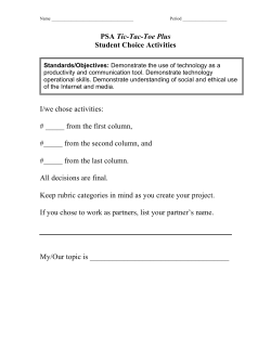 PSA Tic-Tac-Toe Plus Student Choice Activities I/we chose activities