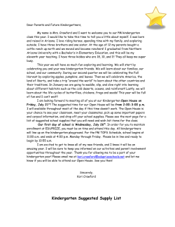 Kindergarten Suggested Supply List