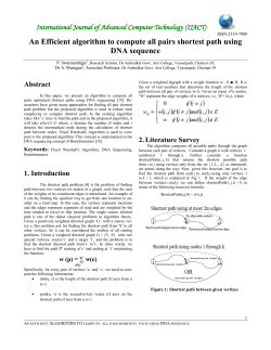 An Efficient algorithm to compute all pairs shortest path using DNA