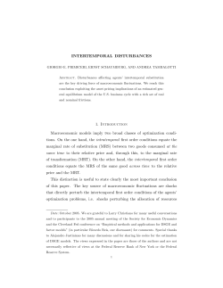 INTERTEMPORAL DISTURBANCES 1. Introduction