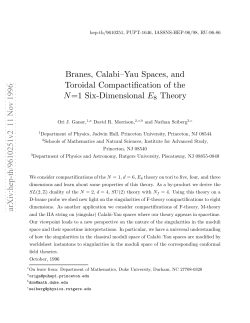 Branes, Calabi-Yau Spaces, and Toroidal Compactification of the N