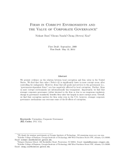 Firms in Corrupt Environments and the Value of Corporate