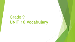 Grade 9 UNIT 10 Vocabulary - King Philip Regional School District
