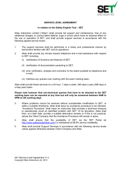 SET Service Level Agreement V1.0 SERVICE LEVEL AGREEMENT
