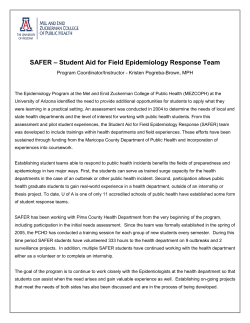 SAFER &ndash; Student Aid for Field Epidemiology Response Team