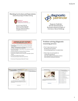 Funding Problem-‐solving/diagnostic reasoning process