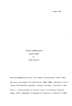 August 1980 TESTING EXPONENTIALITY AGAINST