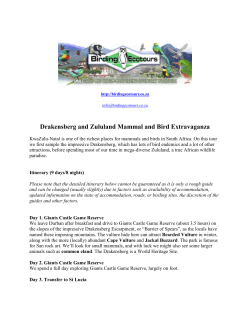 9-day Drakensberg and Zululand Mammal and