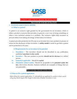 PATENTS AND UTILITY MODEL REGISTRATION PROCEDURE