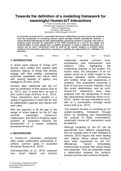 Towards the definition of a modelling framework