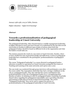 Towards a professionalization of pedagogical leadership at Umeå
