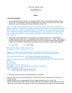 AEM 4160: Strategic Pricing HW2 ANSWER KEY PART I 1
