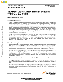 New Input Capture/Input Transition Counter TPU Function (NITC)