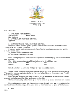 ABINGDON RFC COMMITTEE MEETING APRIL 2012 JOINT