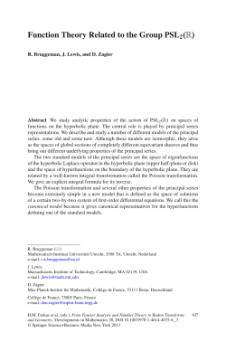 Function Theory Related to the Group PSL2.R/