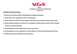 CBSE SUMMER VACATION HOMEWORK CLASS: VII GENERAL