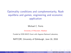 Optimality conditions and complementarity, Nash equilibria and