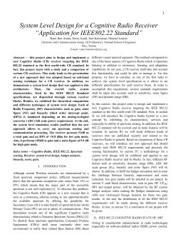 Methodology of a System Level Design for a Cognitive Radio Receiver