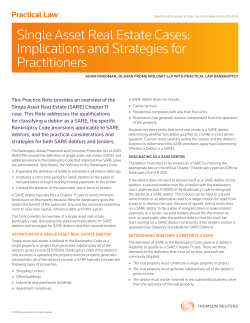 Single Asset Real Estate Cases: Implications and Strategies for