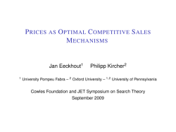 Prices as Optimal Competitive Sales Mechanisms