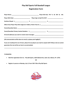 Play Ball Sports Fall Baseball League Registration Form