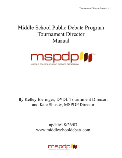 Middle School Public Debate Program Tournament Director Manual