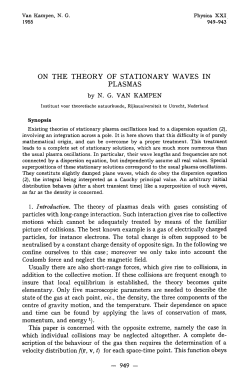 ON THE THEORY OF STATIONARY WAVES IN PLASMAS by N. G.