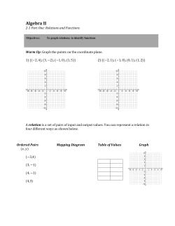 Algebra II 2-1 Part One: Relations and Functions Objectives: To