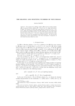 THE REAPING AND SPLITTING NUMBERS OF NICE IDEALS 1