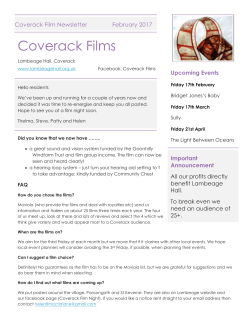 Coverack Film Newsletter February 2017