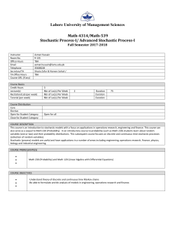Math 539 Stochastic Process-I