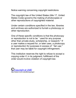Notice warning concerning copyright restrictions The copyright law