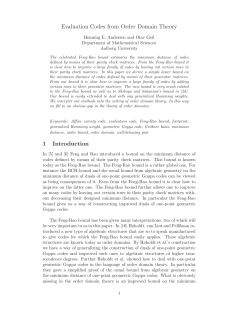 Evaluation Codes from Order Domain Theory 1 Introduction