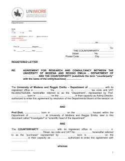 the counterparty&hellip;&hellip;&hellip;&hellip;&hellip;&hellip; - Direzione Affari Istituzionali Contratti