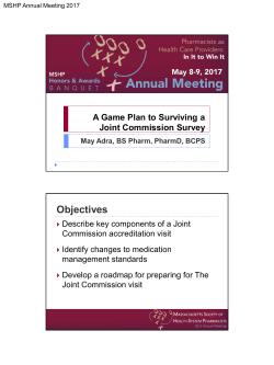 A Game Plan to Surviving a Joint Commission Survey