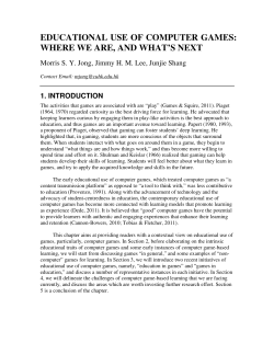educational use of computer games: where we are, and what`s next