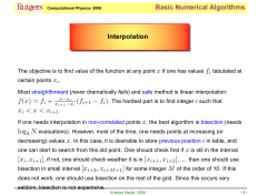 KH Basic Numerical Algorithms Interpolation f(x) = fi + xi xi+1.