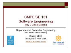 CS 160: Software Engineering - Department of Computer Science