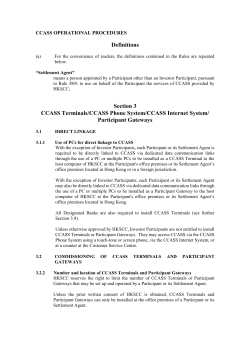Amendments to the CCASS Operational Procedures to allow