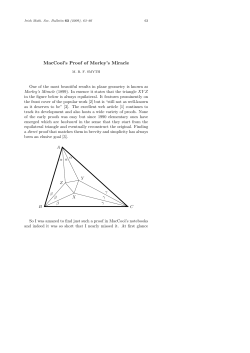 MacCool`s Proof of Morley`s Miracle