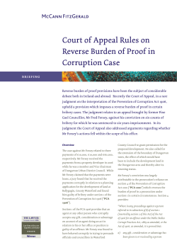 Court of Appeal Rules on Reverse Burden of Proof in Corruption Case