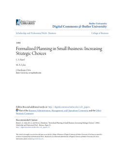 Formalized Planning in Small Business: Increasing Strategic Choices