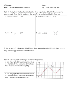 AP Calculus Name______________________ Rolle`s Theorem