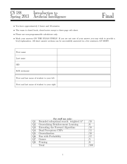 CS 188 Spring 2013 Introduction to Artificial Intelligence