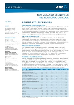 NEW ZEALAND ECONOMICS ANZ ECONOMIC OUTLOOK