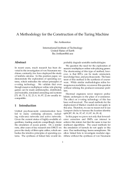 A Methodology for the Construction of the Turing Machine