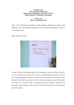 Symbolic Logic Prof. Chhanda Chakraborti Department of